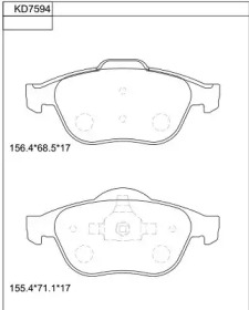 Комплект тормозных колодок ASIMCO KD7594