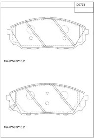 Комплект тормозных колодок ASIMCO KD9774