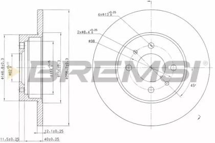 Тормозной диск BREMSI DBA171V