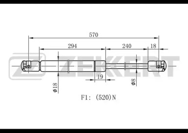 Газовая пружина ZEKKERT GF-1446