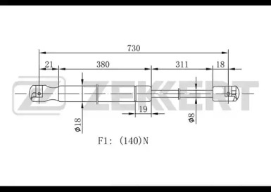 Газовая пружина ZEKKERT GF-1495