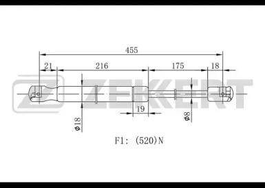 Газовая пружина ZEKKERT GF-1587