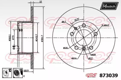 Тормозной диск MAXTECH 873039.6060