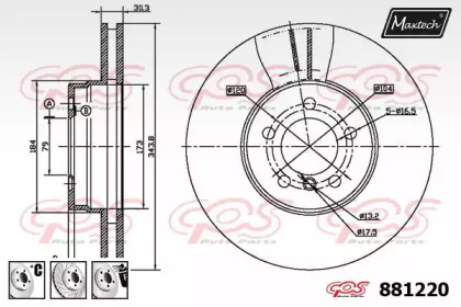 Тормозной диск MAXTECH 881220.6980