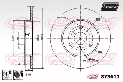 Тормозной диск MAXTECH 873611.6060