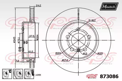 Тормозной диск MAXTECH 873086.6980