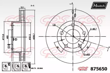 Тормозной диск MAXTECH 875650.6980