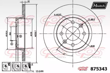 Тормозной диск MAXTECH 875343.6880