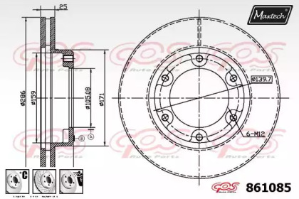 Тормозной диск MAXTECH 861085.6880