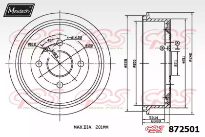 Тормозный барабан MAXTECH 872501.0000