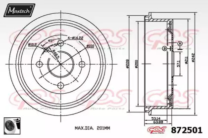 Тормозный барабан MAXTECH 872501.0060