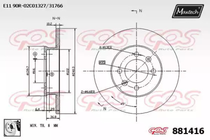 Тормозной диск MAXTECH 881416.0080