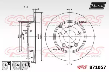 Тормозной диск MAXTECH 871057.6880