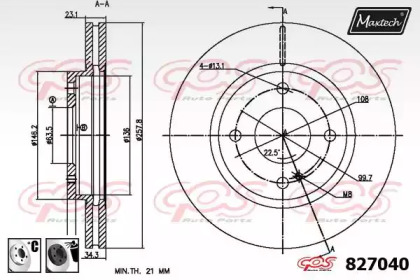 Тормозной диск MAXTECH 827040.6060