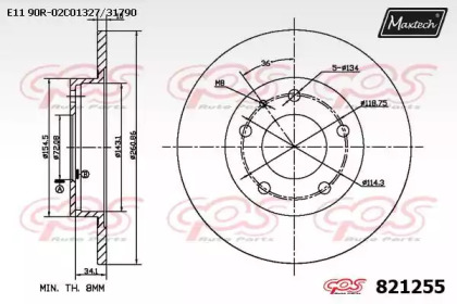 Тормозной диск MAXTECH 821255.0000