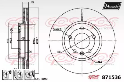 Тормозной диск MAXTECH 871536.6980