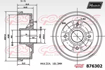 Тормозный барабан MAXTECH 876302.0006