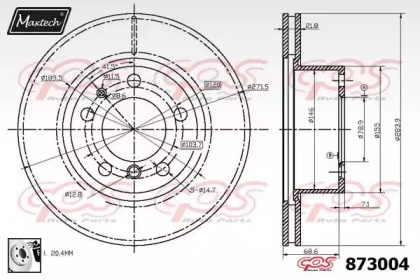 Тормозной диск MAXTECH 873004.0080