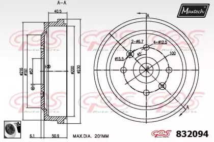 Тормозный барабан MAXTECH 832094.0060