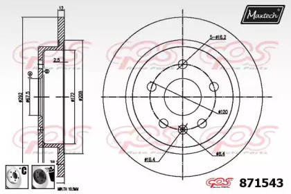 Тормозной диск MAXTECH 871543.6060