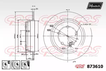 Тормозной диск MAXTECH 873610.6880