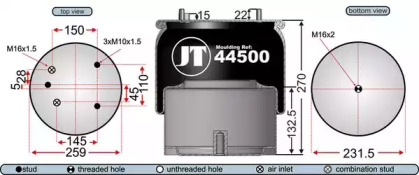 Баллон пневматической рессоры JURATEK JAA44503