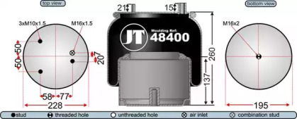 Баллон пневматической рессоры JURATEK JAA48401