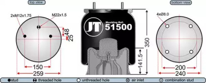 Баллон пневматической рессоры JURATEK JAA51502E