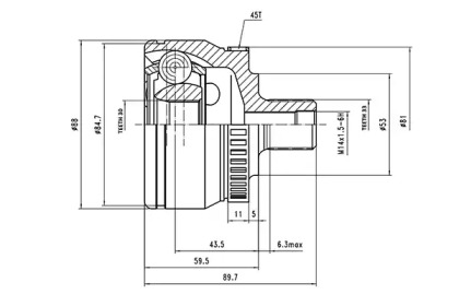 Шарнирный комплект AYWIPARTS AW1510013A