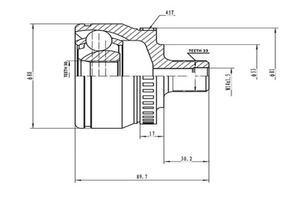 Шарнирный комплект AYWIPARTS AW1510101A