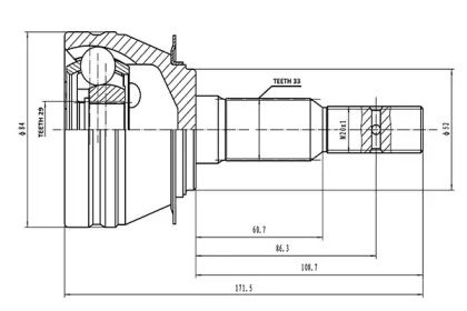 Шарнирный комплект AYWIPARTS AW1510208