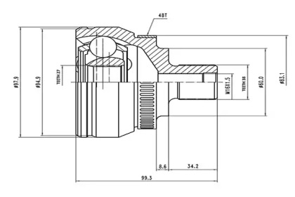 Шарнирный комплект AYWIPARTS AW1510876A