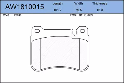 Комплект тормозных колодок AYWIPARTS AW1810015