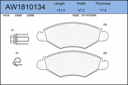 Комплект тормозных колодок AYWIPARTS AW1810134