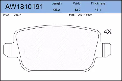 Комплект тормозных колодок AYWIPARTS AW1810191