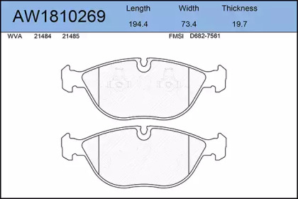 Комплект тормозных колодок AYWIPARTS AW1810269