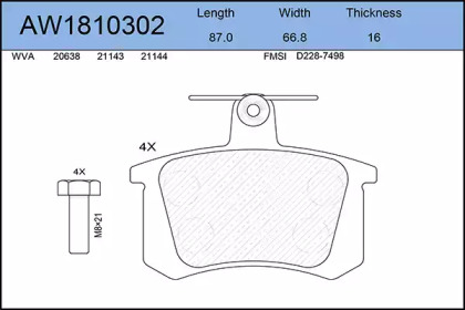 Комплект тормозных колодок AYWIPARTS AW1810302