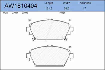 Комплект тормозных колодок AYWIPARTS AW1810404