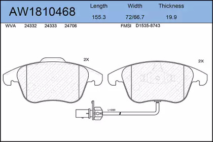 Комплект тормозных колодок AYWIPARTS AW1810468