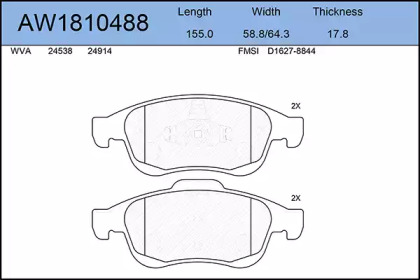 Комплект тормозных колодок AYWIPARTS AW1810488