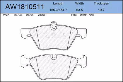 Комплект тормозных колодок AYWIPARTS AW1810511