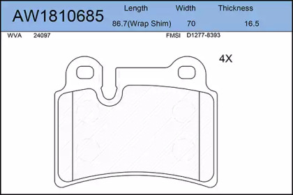 Комплект тормозных колодок AYWIPARTS AW1810685