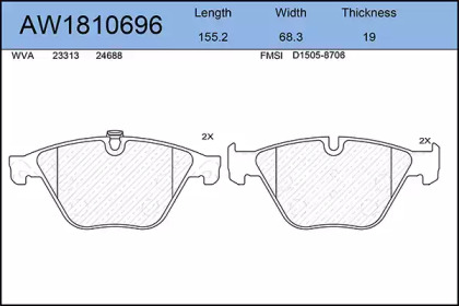 Комплект тормозных колодок AYWIPARTS AW1810696