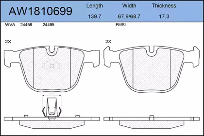 Комплект тормозных колодок AYWIPARTS AW1810699