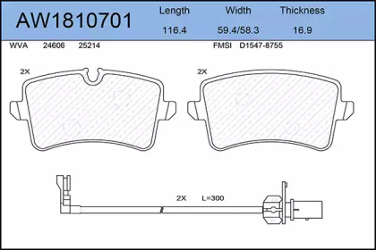 Комплект тормозных колодок AYWIPARTS AW1810701