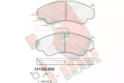 Комплект тормозных колодок R BRAKE RB1522-066