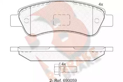 Комплект тормозных колодок R BRAKE RB1804