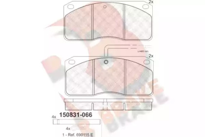 Комплект тормозных колодок R BRAKE RB0831-066