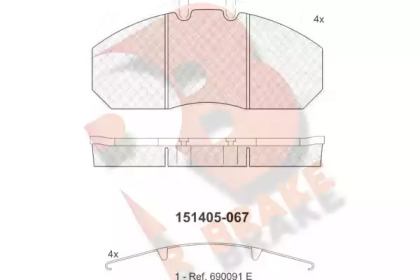 Комплект тормозных колодок R BRAKE RB1405