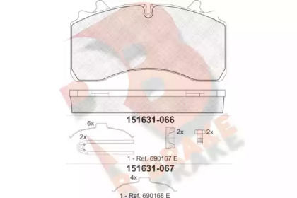 Комплект тормозных колодок R BRAKE RB1631-067